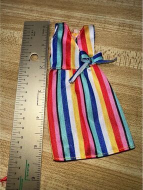 Barbie Doll Dress Rainbow Striped Sleeveless Costume Outfit for All Dolls